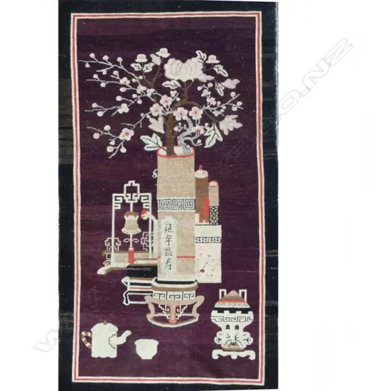An old Chinese Art Deco handmade all wool rug