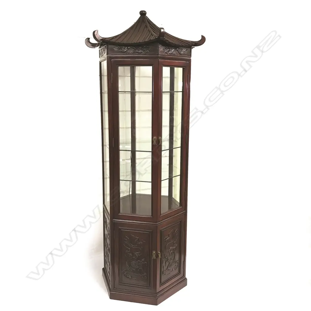 A Chinese rosewood 'pagoda' display cabinet Image 1++