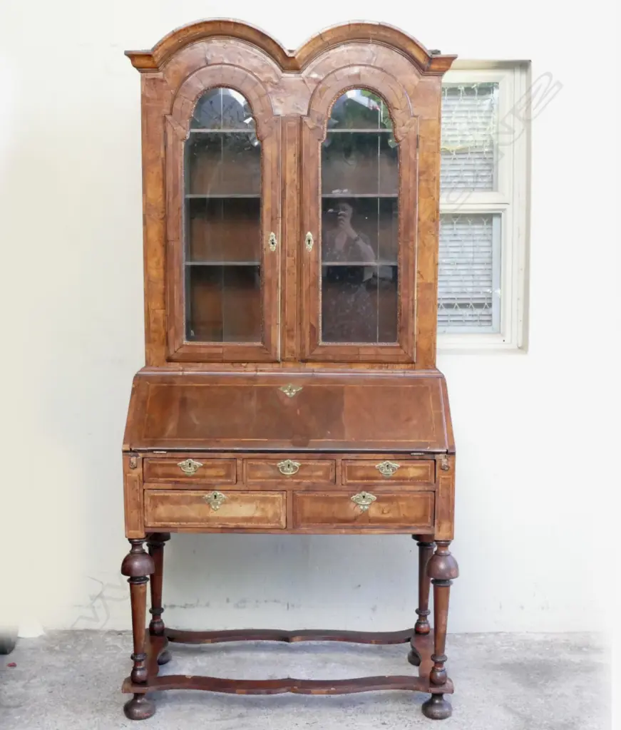A Queen Anne double-dome bureau bookcase Image 1++