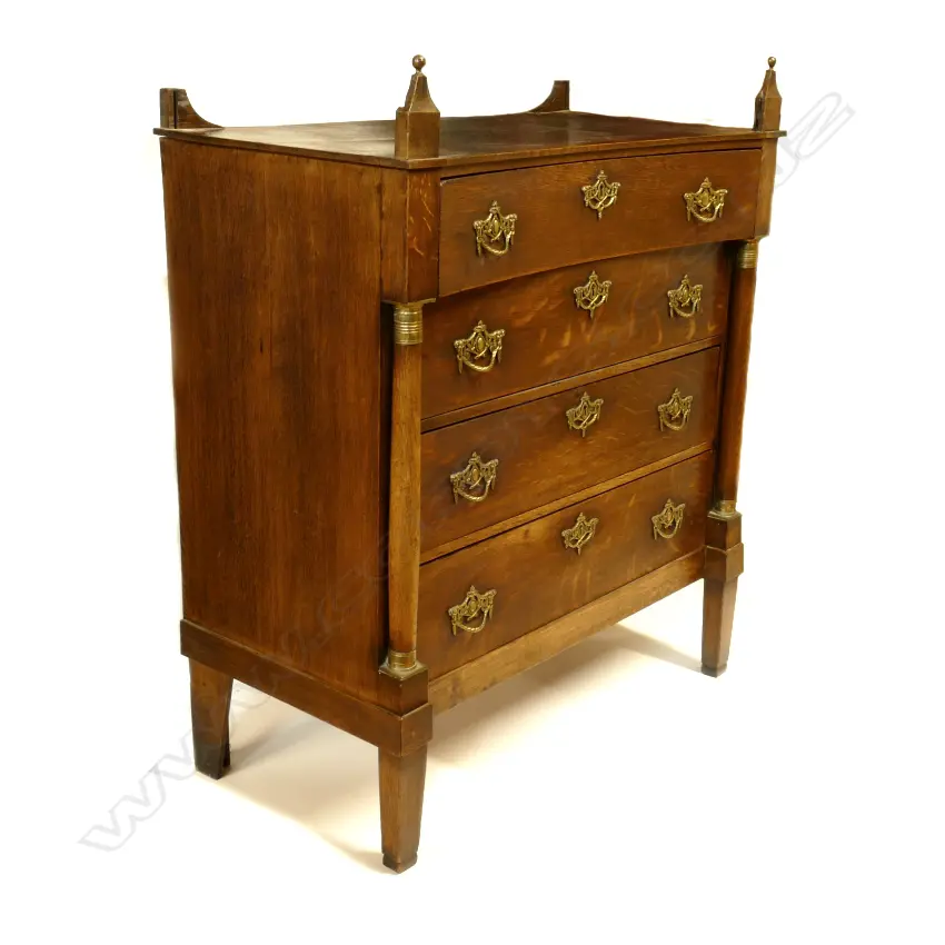 A late 19thC small old oak chest of four drawers Image 1++