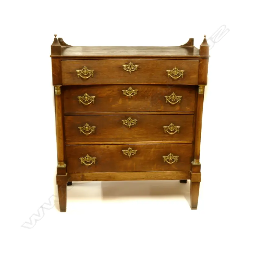 A late 19thC small old oak chest of four drawers Image 1++