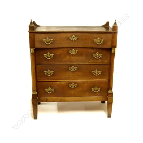 A late 19thC small old oak chest of four drawers