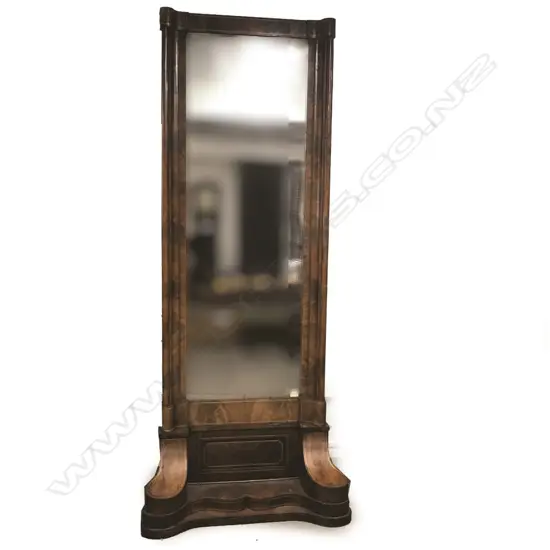 A 19thC German Biedermeier tall free-standing pier mirror