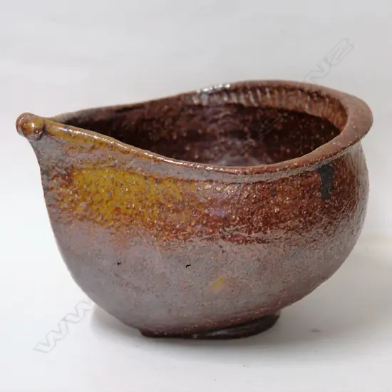 An important Barry Brickell salt glaze boat-form bowl