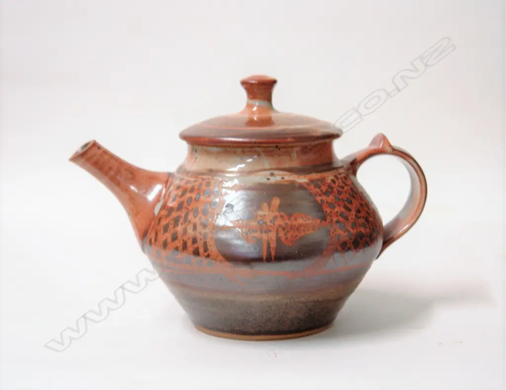 Peter Stichbury wax resist decorated teapot Image 1++