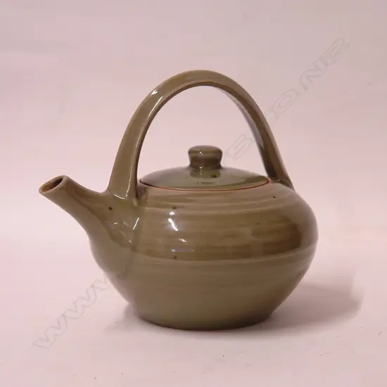 A Crowan (Harry and May Davis) pottery celadon teapot
