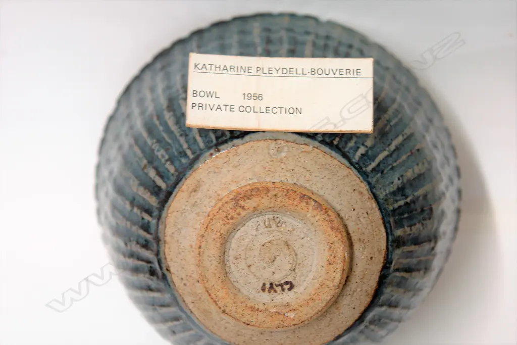 Katharine Pleydell-Bouverie 'fluted' grey and blue stoneware bowl Image 1++