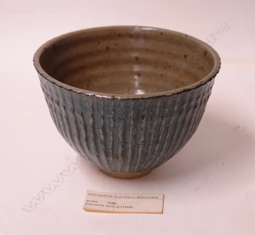 Katharine Pleydell-Bouverie 'fluted' grey and blue stoneware bowl Image 1++