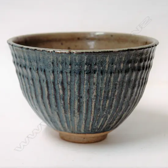 Katharine Pleydell-Bouverie 'fluted' grey and blue stoneware bowl