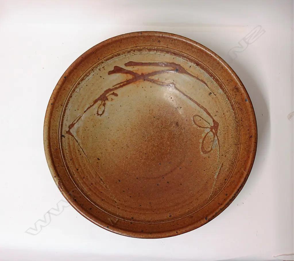 A large vintage Len Castle quince blossom stoneware bowl Image 1++
