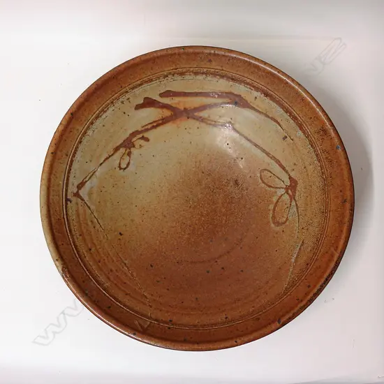 A large vintage Len Castle quince blossom stoneware bowl