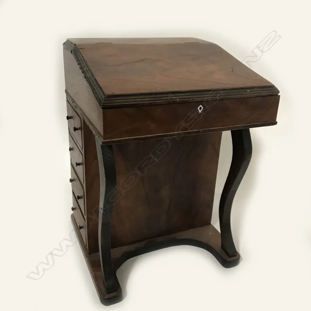 A miniature Edwardian mahogany Davenport with plain sloping top Image 1++