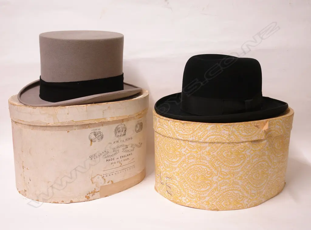 Two vintage classical gent's top hats Image 1++
