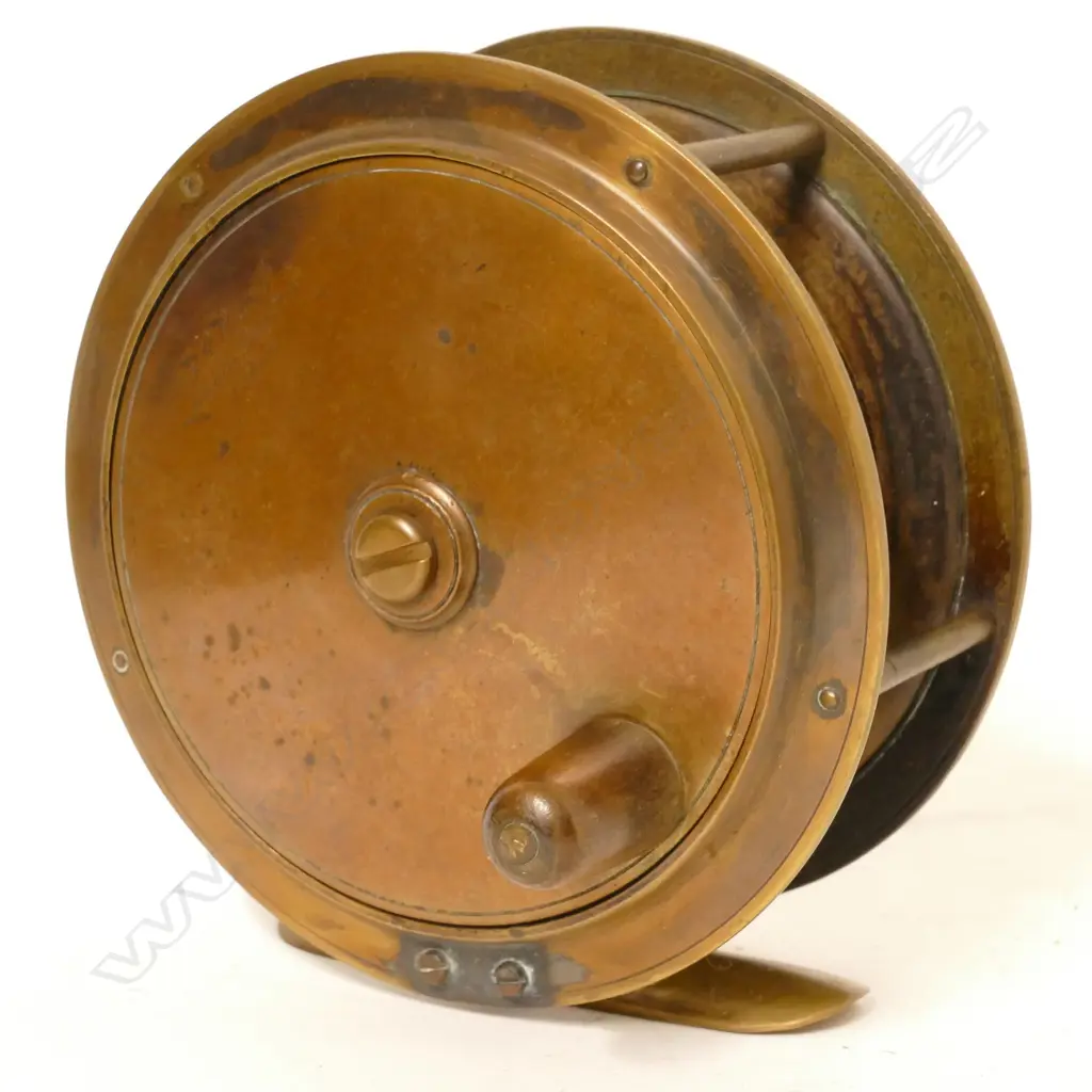 A 5" x 2" brass 'Hercules' style plate wind reel for J.A.Ross & Co. Image 1++