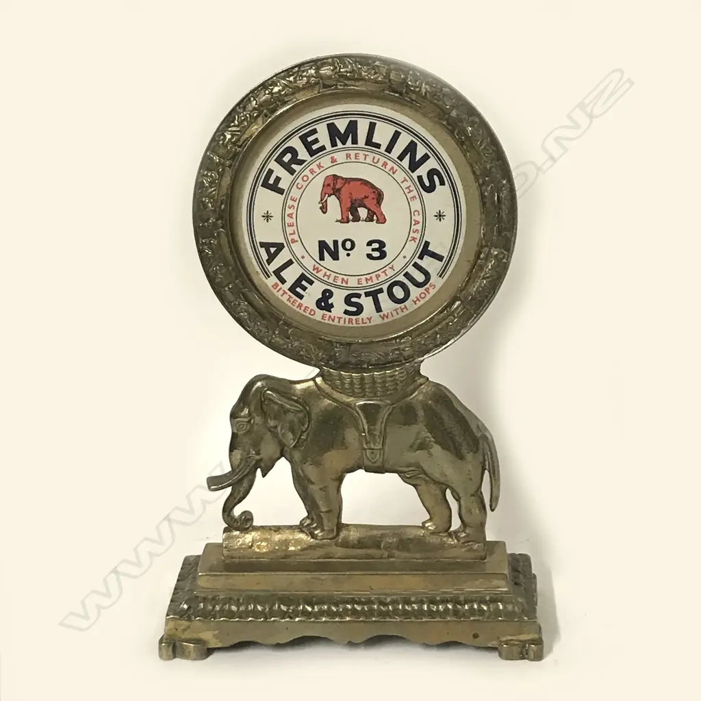 A 19thC brass Fremlin's Brewery bar top advertising mascot Image 1++