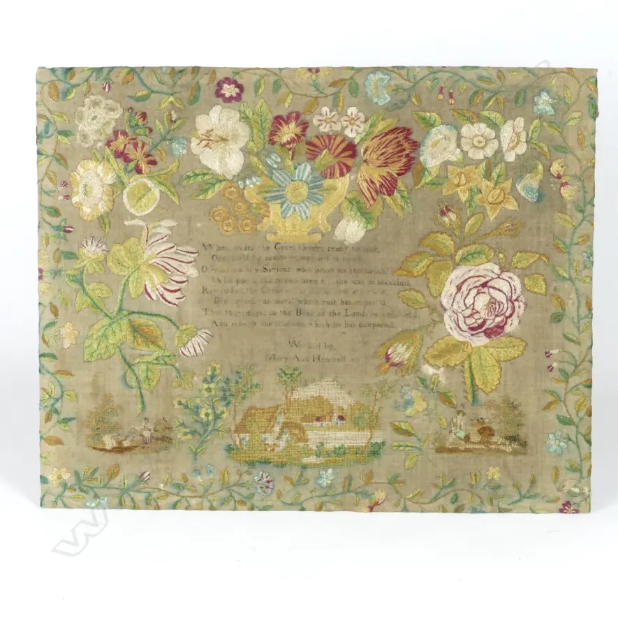 An early 19thC satin stitch sampler Image 1++