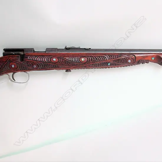 A Lithgow .22 Maori carved rifle