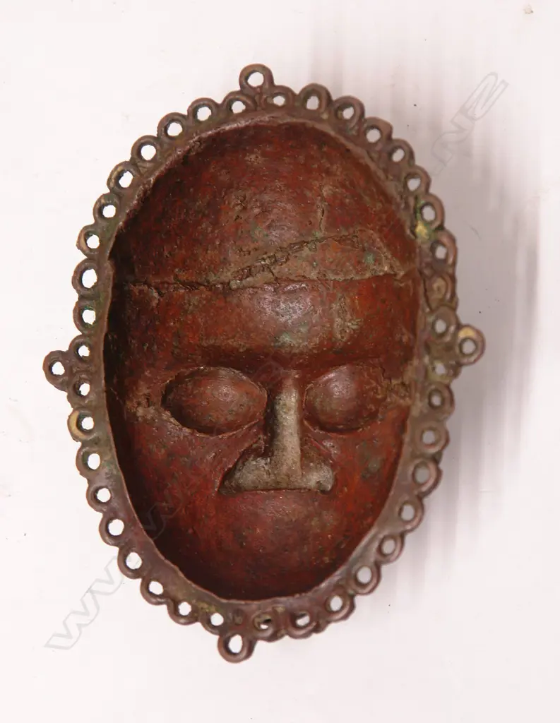 An antique Benin African bronze mask Image 1++
