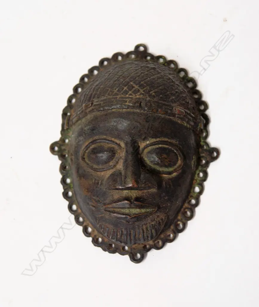 An antique Benin African bronze mask Image 1++