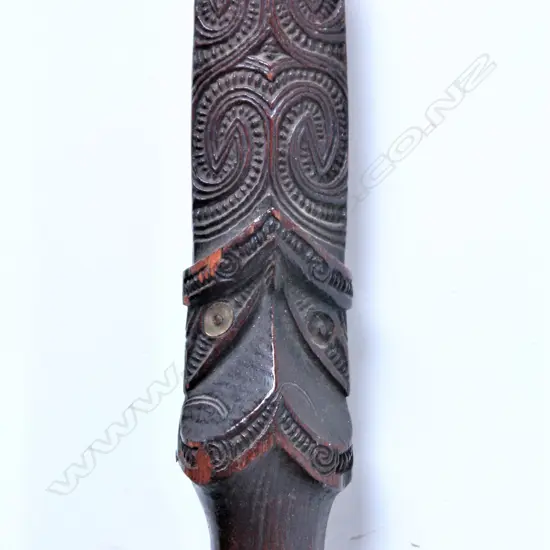 A 19thC finely carved Maori taiaha