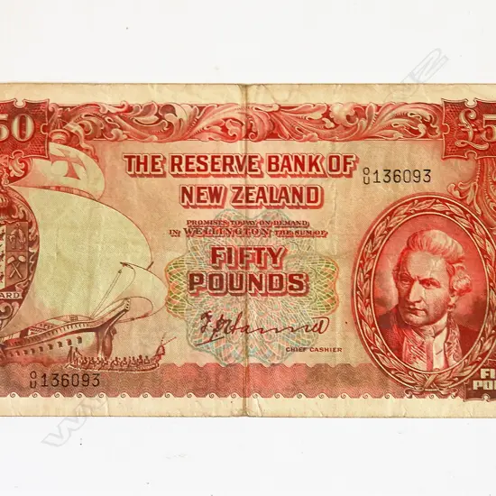 T.P. Hannah £50 N.Z. banknote