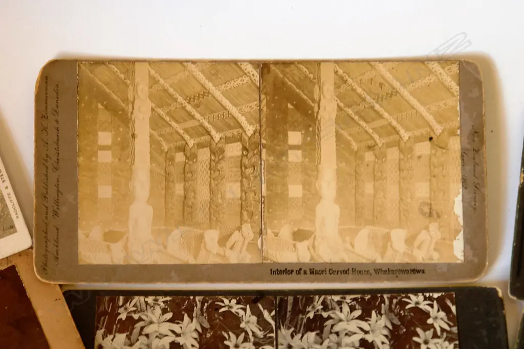 Seven NZ themed stereoscopic photo cards Image 1++