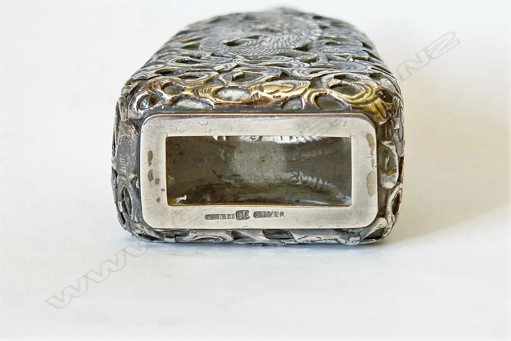 A c.1900 Chinese trade silver overlay glass perfume bottle Image 1++