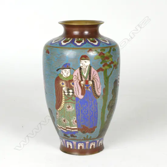 An old Chinese cloisonné ovoid vase
