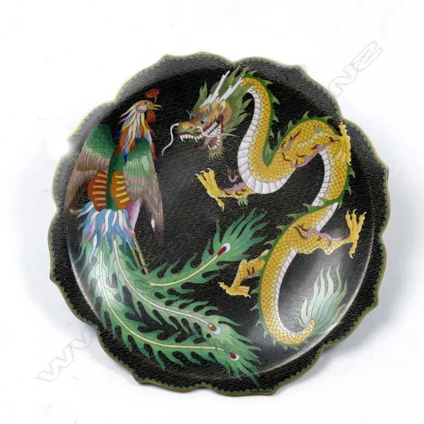 A Chinese cloisonné plate Image 1++