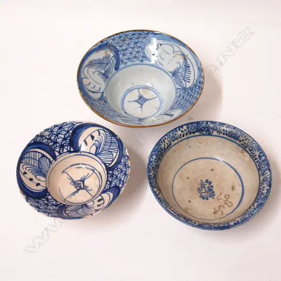 Three provincial Japanese bowls