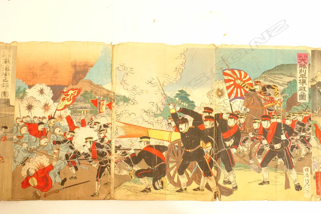 A rare collection of over 100 19thC Japanese woodblock prints in one single long scroll Image 1++