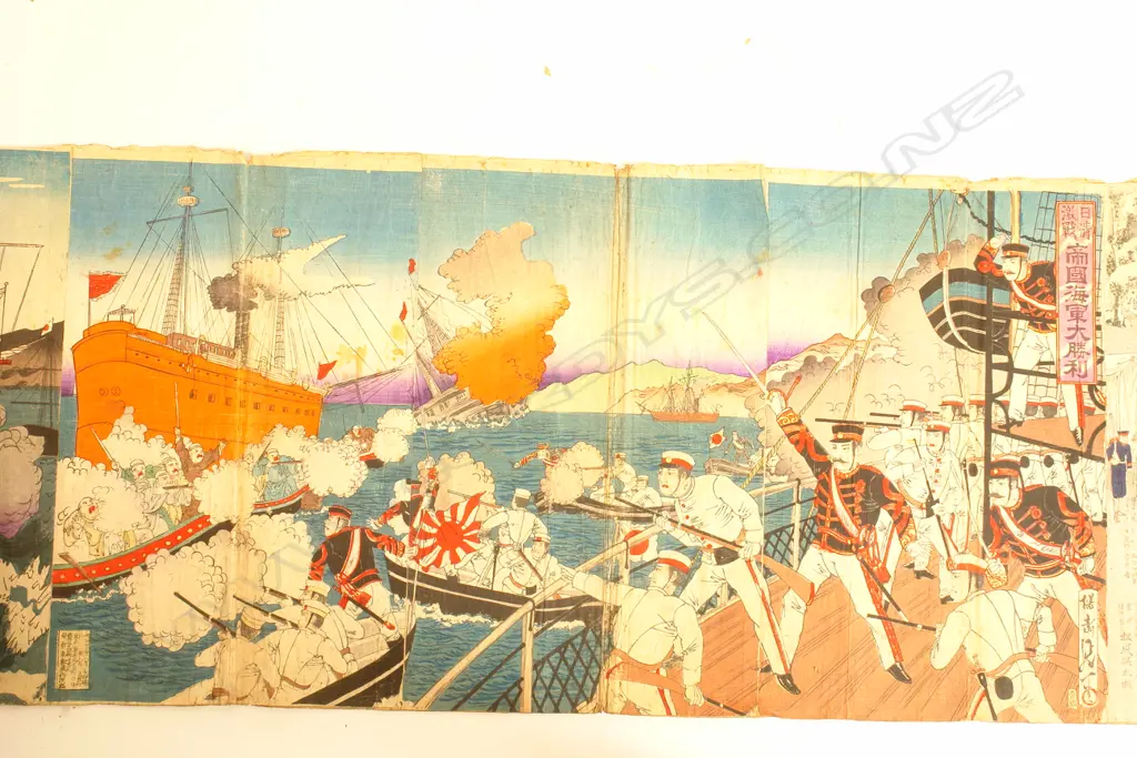 A rare collection of over 100 19thC Japanese woodblock prints in one single long scroll Image 1++