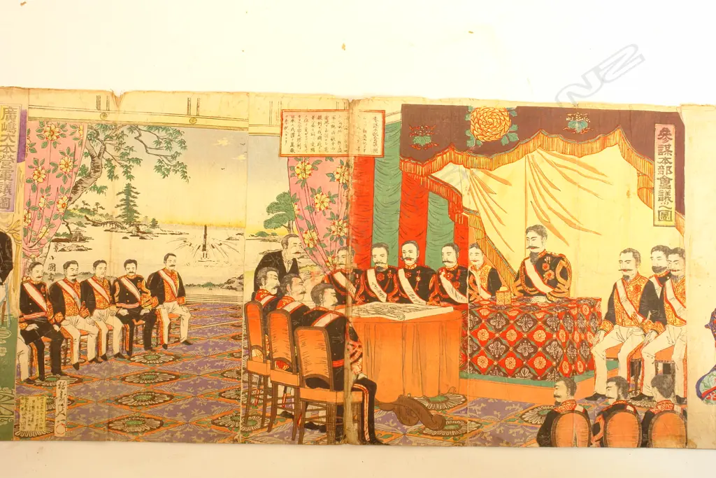 A rare collection of over 100 19thC Japanese woodblock prints in one single long scroll Image 1++