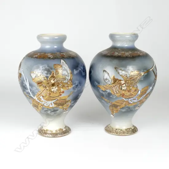 A pair of uncommon Satsuma vases