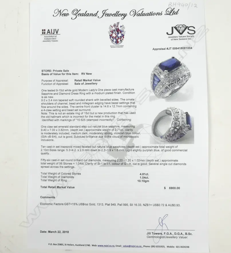 A 10ct white gold sapphire and diamond dress ring Image 1++