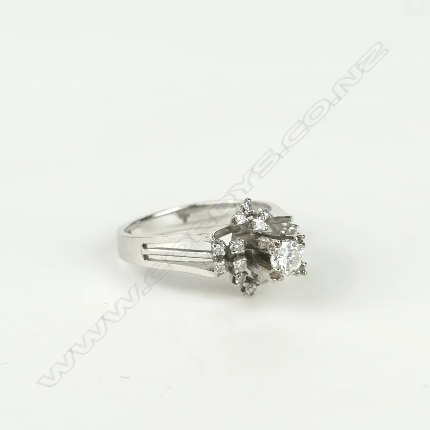 An 18ct. white gold and diamond cluster ring Image 1++