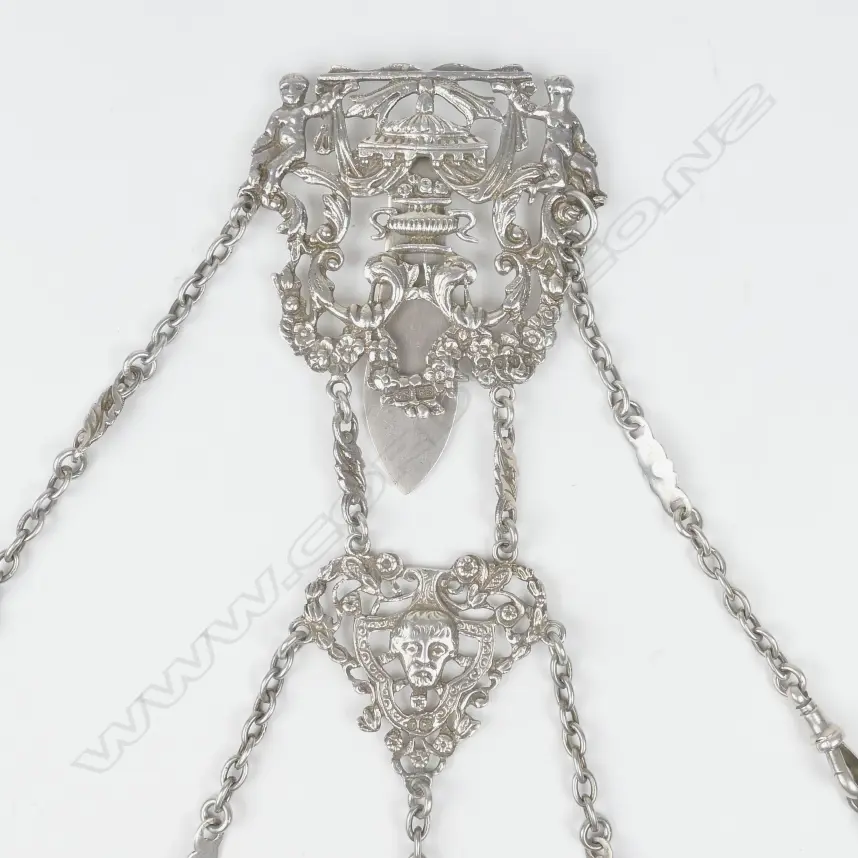 A Victorian silver chatelaine Image 1++