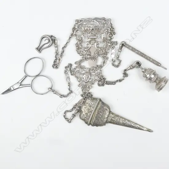 A Victorian silver chatelaine