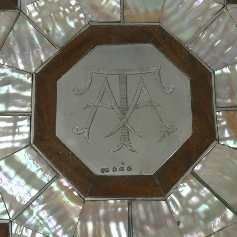 A bespoke silver-plate and paua tray Image 1++