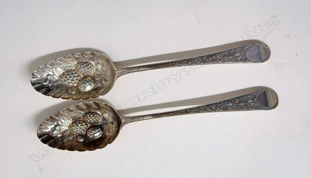 A pair of George III silver berry spoons Image 1++