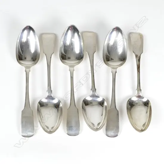 A set of six George III silver tablespoons