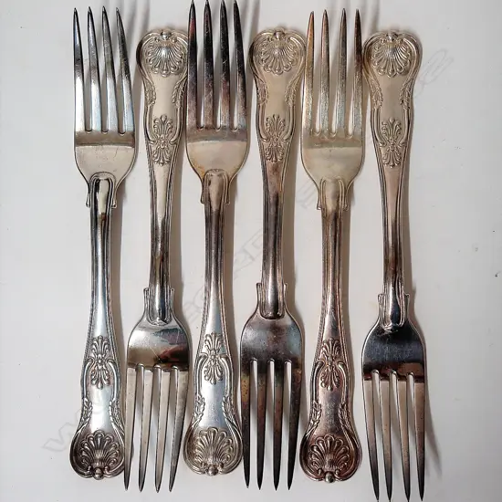 A set of six George IV heavy silver King's pattern table forks