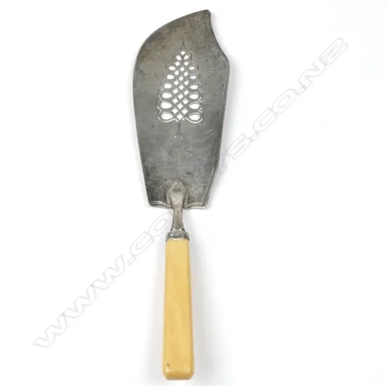 A George III silver fish slice with ivory handle