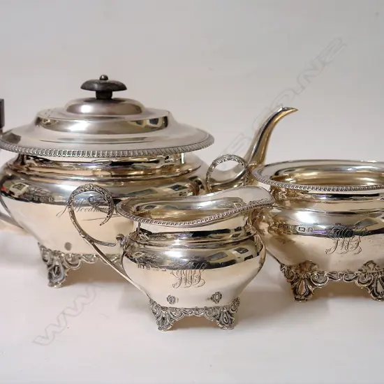 An Edwardian silver three-piece tea set