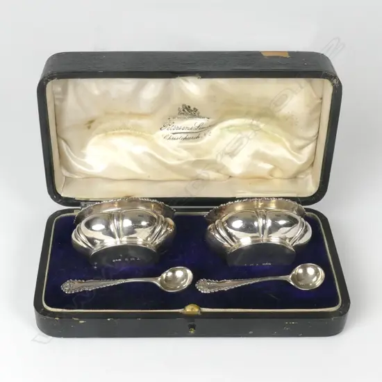 A pair of oval silver salts