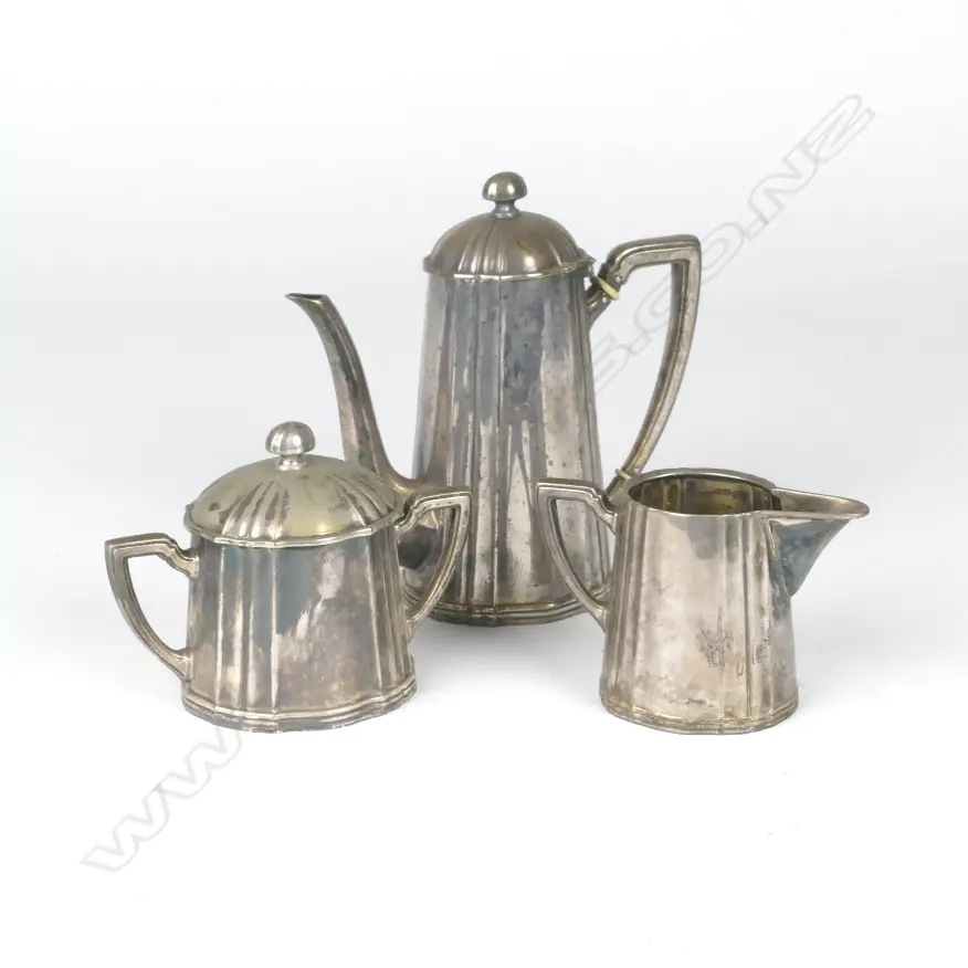 A German .800 silver bachelor's three-piece coffee set Image 1++
