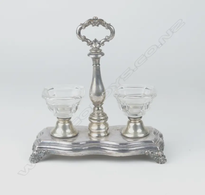 A silver on copper Continental condiment stand Image 1++