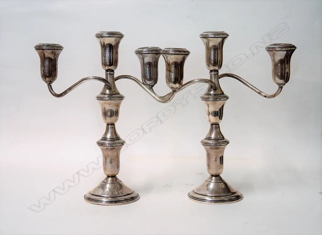A pair of 'AMC' American silver table candelabra Image 1++
