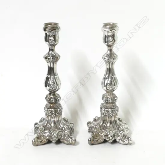 A pair of Continental .925 silver candlesticks