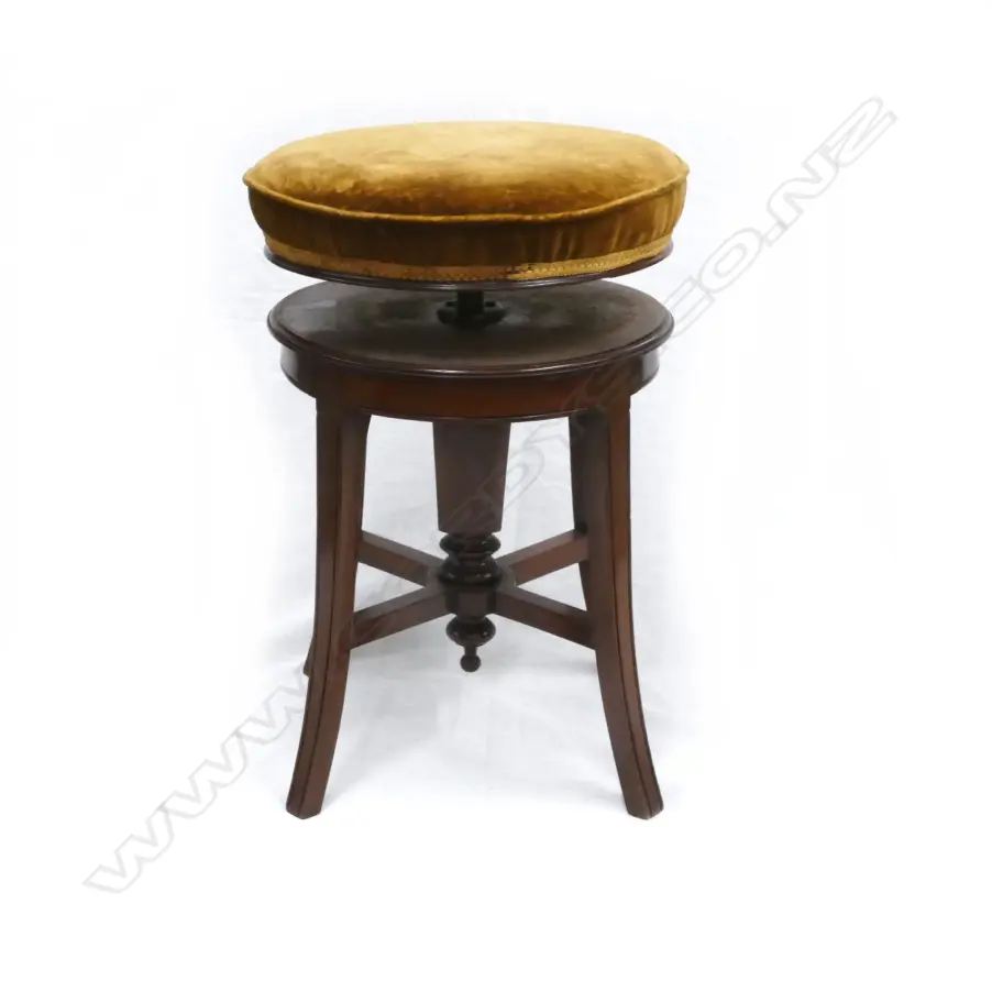 An elegant late Victorian mahogany revolving piano stool Image 1++